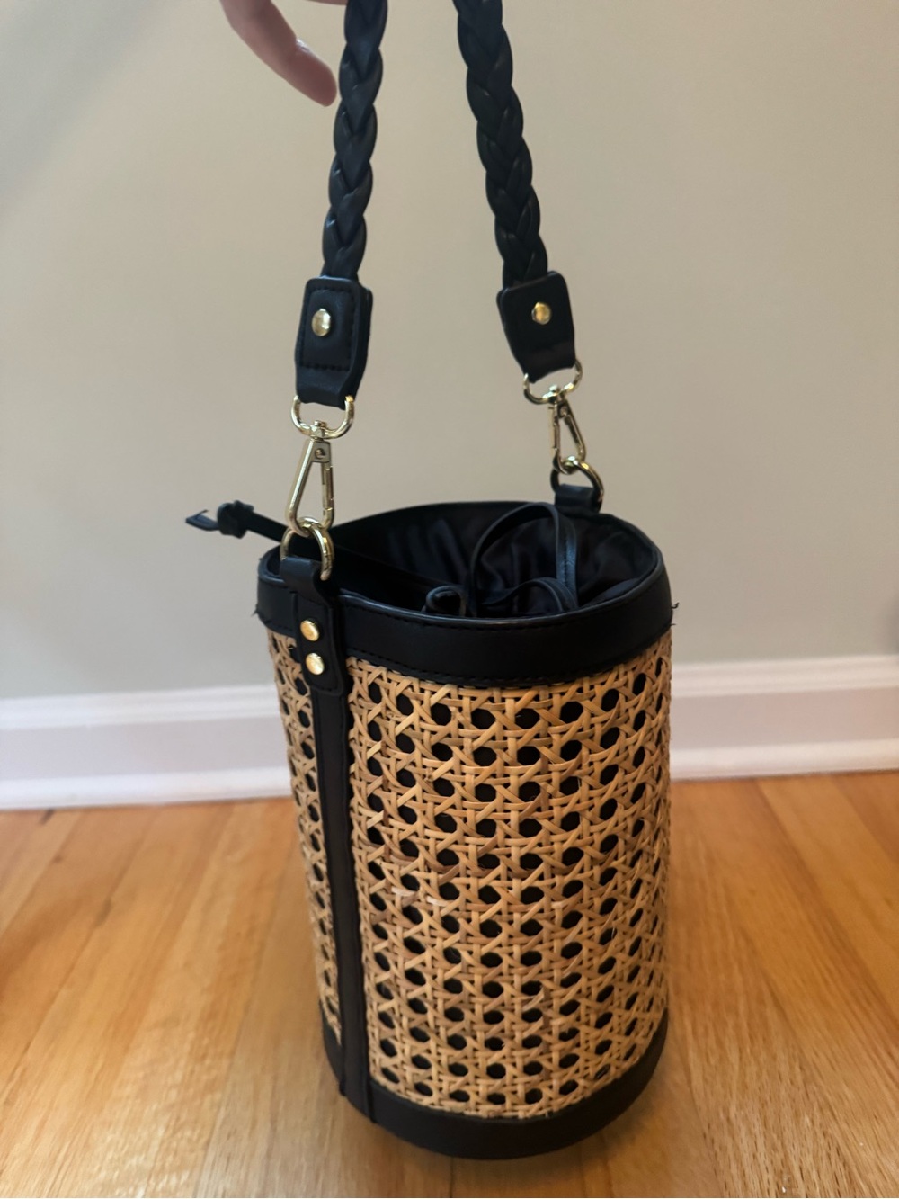 Tommy Bahama Black & Natural Woven Bucket Crossbody - Picture 2 of 10